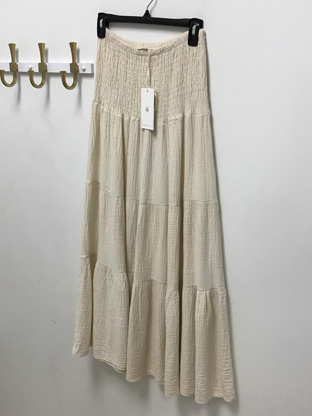 Milio gauze Italian designer Women’s Cream Tiered Maxi Skirt